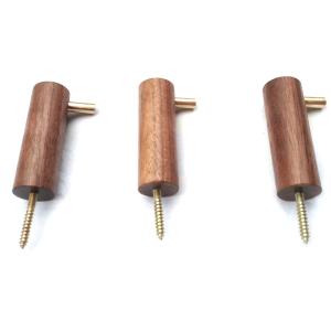 Modern Wooden Coat Hook with Brass Stick - Sapele Walnut Beech