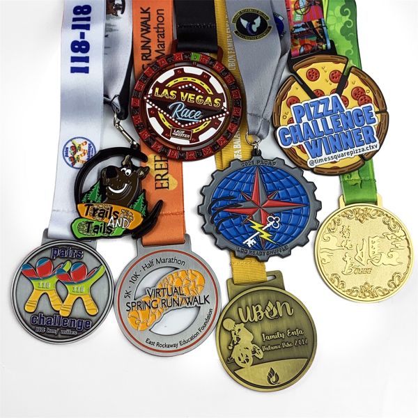 Design your own sport marathon running finisher Zinc alloy medal with lanyard