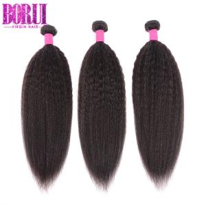 Virgin Malaysian Human Hair Weft With 13*4 Swiss Lace Frontal Kinky Straight