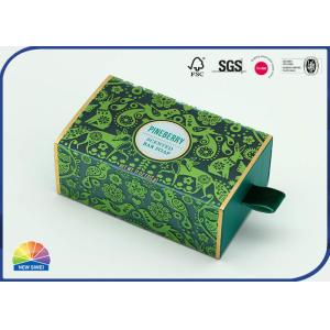 Green Stamping PET Drawer Paper Gift Package Box With Flocking Handle