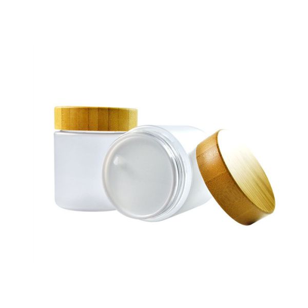 Pet 50ml 150ml 250g 250ml 8oz 500ml Frosted clear PET Plastic Cosmetic Wax Scrub Container Cream Jar with Bamboo Wooden Lids
