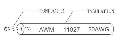 300V mPPE Wire UL11027 20AWG Solid 1/0.813 OD1.3mm Black