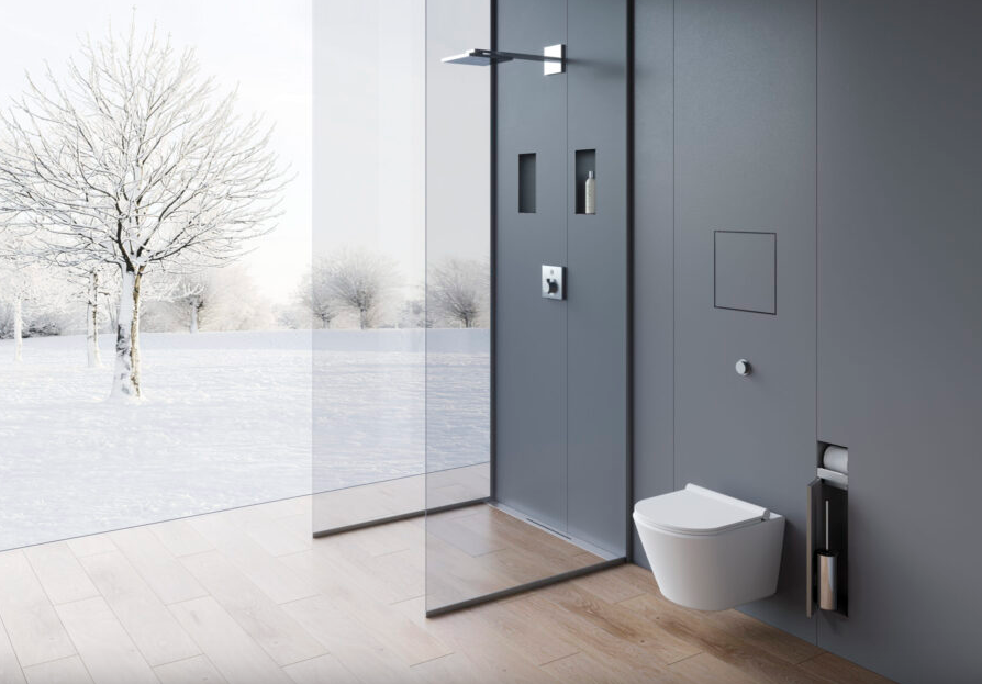 Modern Design Stainless Steel Bathroom Toilet Brush with Built-in Wall Niche and Longue Salle de Bain Lights 2023