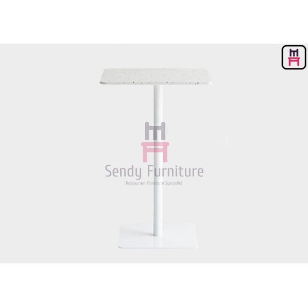 Buy Terrazzo Top H105cm Square Bar Tables OEM Powder Coating Steel Bar Tables at wholesale prices