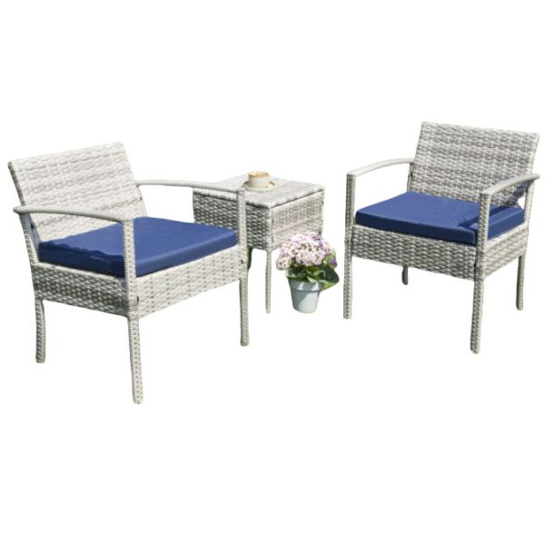 Patio Outdoor Dining Table Rattan Table Tempered Glass Tabletop Porch Conversation