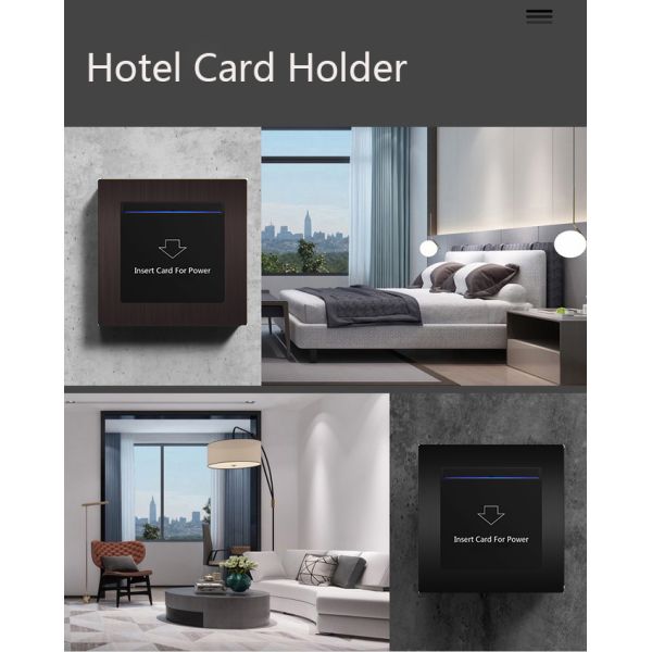 50/60Hz Hotel Room Key Card Holder , 86x86mm Power Saving Switch