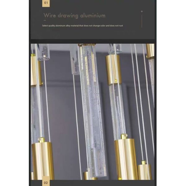 Hotel Corridor Staircase Crystal Stick Pendant Light Balcony Hallway Hanging Fixtures