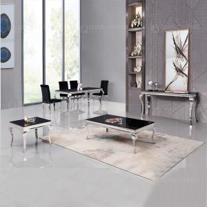 12mm Tempered Glass Dining Table 6 Chairs Stainless Steel Legs