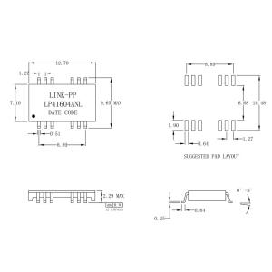 Low Profile SMT Ethernet Transformer 1.98mm LP41604ANL 10 / 100Base-T Lan PCB