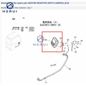 ZX200-3 ZX210-3 ZX240-3 ZX270-3 ZX330-3 ZX450-3 4652262 4631127 4653775 Monitor