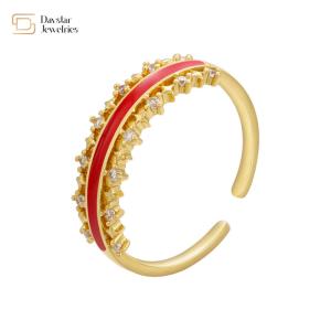 Zircon Stackable 18k Gold Plated Jewelry Enamel Diamond RingsFor Women