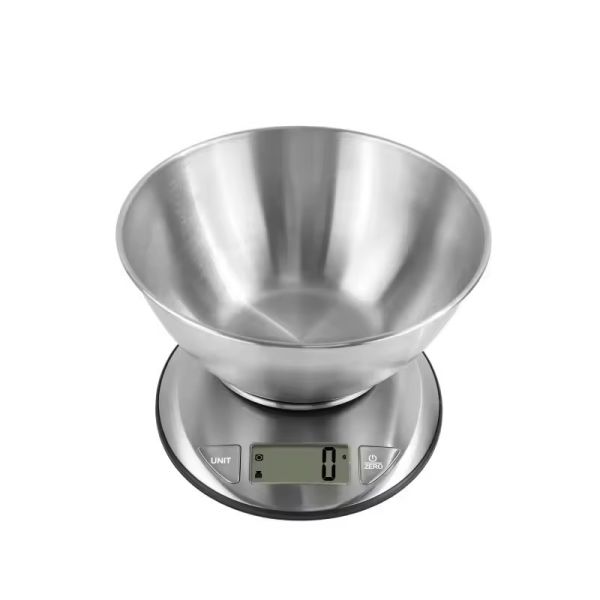 Stainless Steel Digital Kitchen Scale with Bowl Portable Battery-Powered Food