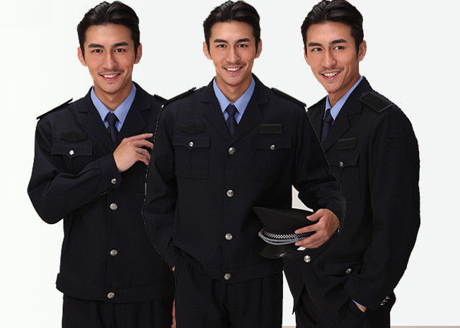 Black Color Security Officer Uniform Lapel Collar Epaulettes With Delicate