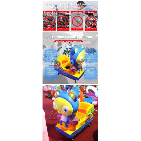Shopping Mall Square Mini Rocking Kiddie Ride / Toddlers Cute Blue Elf Game Machine