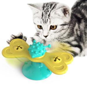 TPR Pet Interactive Kitten Toys Spinning Windmill Cat Toy