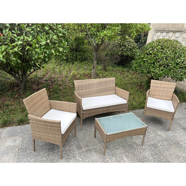 UV Resistant Rattan Sofa Waterproof Design Indoor Outdoor Sofa Table Chair Dining Desk Ottoman Furniture Set