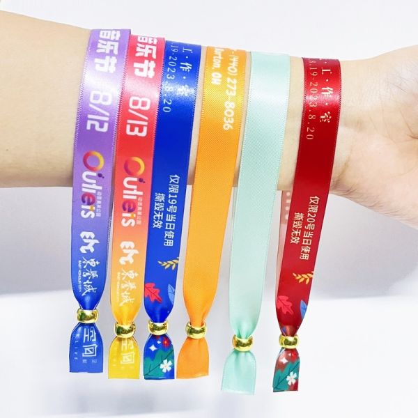 Various Colors Fabric Woven Wristbands Customized Logo Colors For Polyester Material Wristband