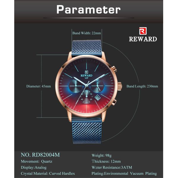 China wholeasale stainless steel mens watches chronograph watch with mesh strap