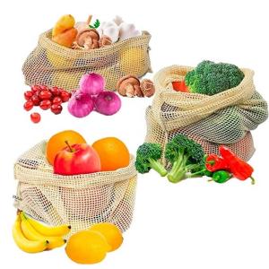 Storage Large Mesh Drawstring Bags Organic Reusable Washable For Shopping