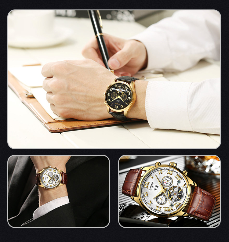 KINYUED Custom Logo Original Luxury Brand Automatic Mechanical Tourbillon Watch Men