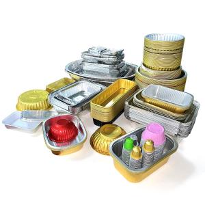 Small Aluminum Foil Food Packing Box Tray Container for Portion Control and