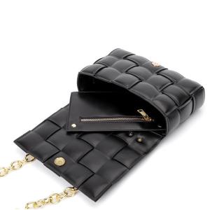 Weave Flap Womens Leather Messenger Bag PU Leather Crossbody Bag