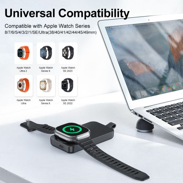 2500mAh Capacity Power Bank Wireless Charger For IWatch 8.8 Ounces 2-8mm Charging Distance.