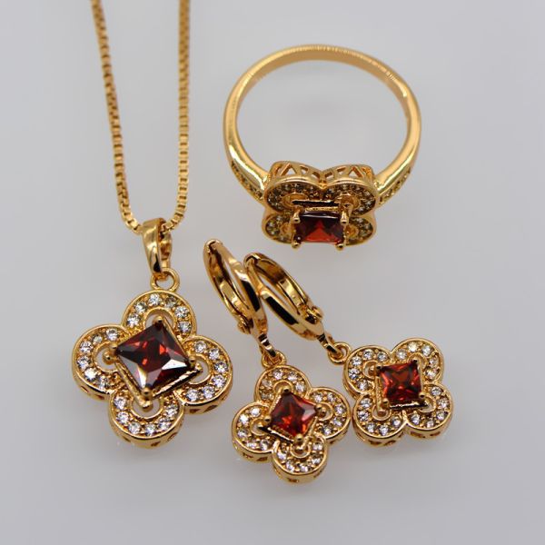 Buy New Trendy Jewelry Set Women Party Gift 18K Real Gold Plated white zircon Crystal Necklace at wholesale prices