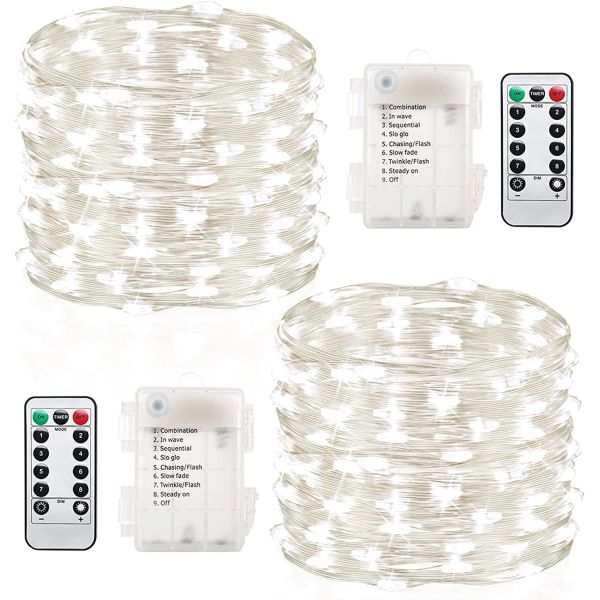 Party Battery Operated Christmas Lights With Remote Waterproof White Fairy