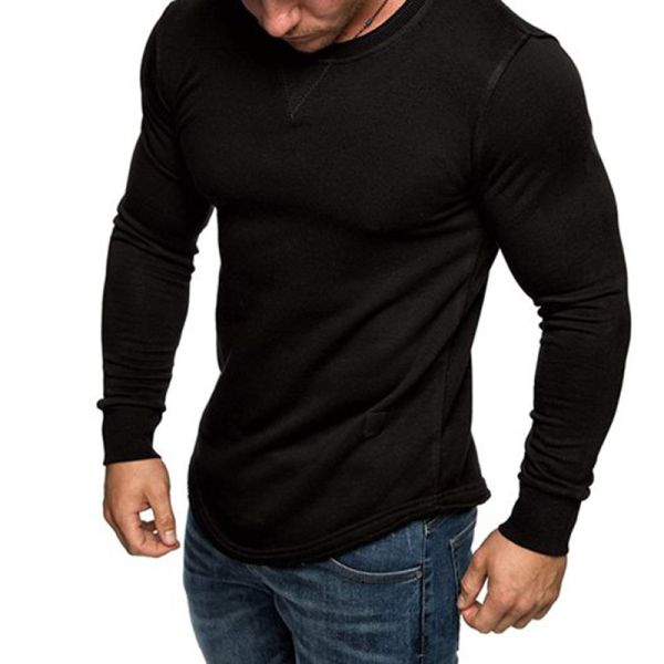 Manufacturer Fashionable Spandex Polyester Long Sleeve Muscle Slim Blank Men T Shirts