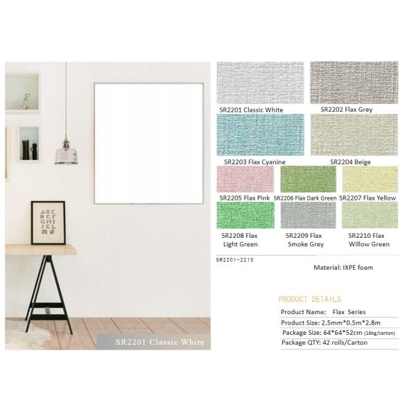 Soundproof Waterproof Foam Self Adhesive Wallpaper Roll For Indoor Wall Decoration