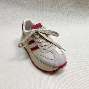Women sports casual platform leather shoes for female with red blocks