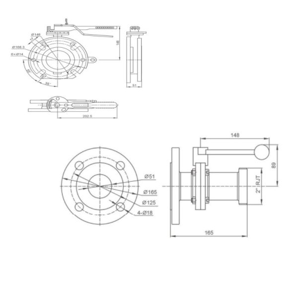 Sanbitary Aseptic Sampling Valve Flange Widdop Butterfly Valve For Water Tank Truck