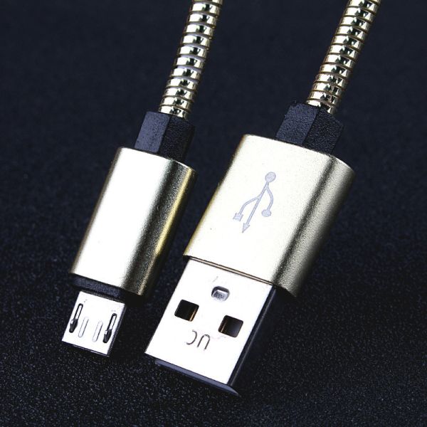 Spring stainless steel metal braided usb data charging cable for iphone for HUAWEI samsung android High speed