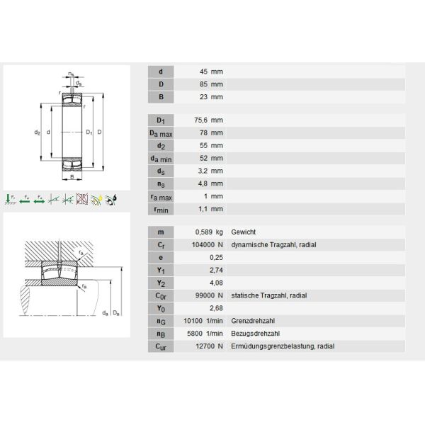 22209CC Spherical Roller Bearing
