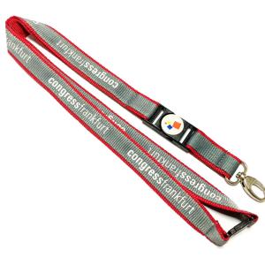 Brand Flat Polyester Lanyard Two Side Colors Plastic Safety Buckle Egg Hook