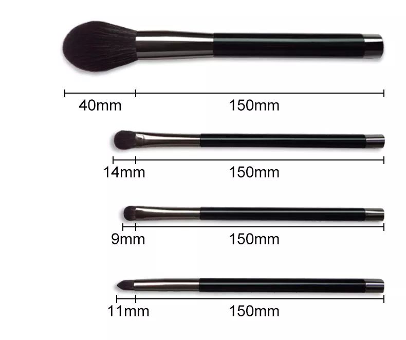 Cruelty Free Classic Cosmetic Makeup Brush Set Black Plastic Handle