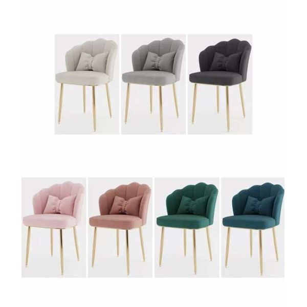 Leisure Metal Velvet Nordic Dining Chair Pink Restaurant Sponge Internal Filling