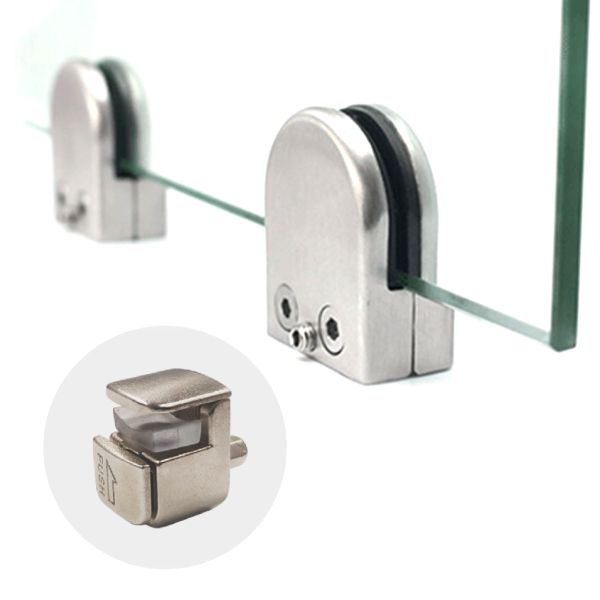 Square Glass Panel Clips Zinc Alloy Furniture Accessories For 8mm Thickness Glass