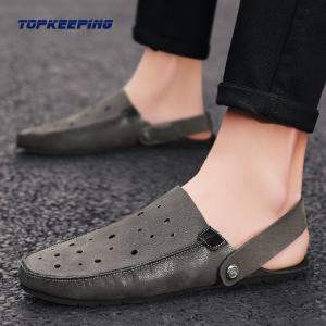 Simple Leather Slide Slip Walk Design Odm Man Beach Sandal