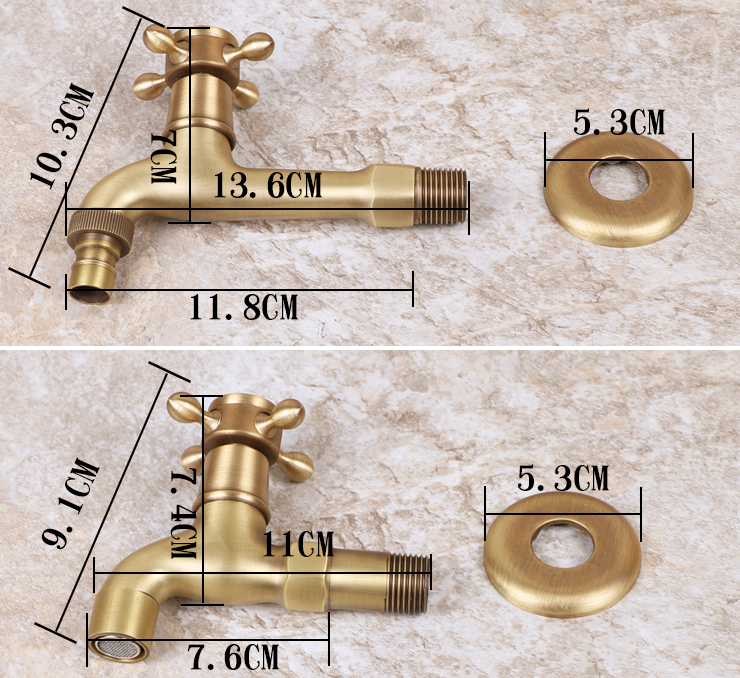 Antique Brass Bibcock 4 6 Point CE Outdoor Water Tap And Sprayer