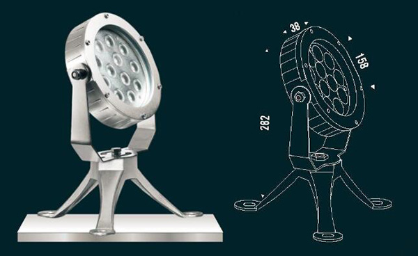 All Size LED Underwater Lights 5mm Tempered Glass With 316 SS Tripod 12V / 24V