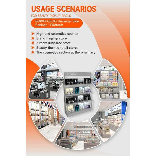 GDR03-CB-03 Universal Side Cabinet with 40mm Soft Film Light Box and Grey Edge Banding for Fashion Boutiques