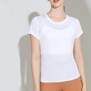 Green Nylon Ladies Yoga Tops Women Fitness Short Sleeve T Shirts