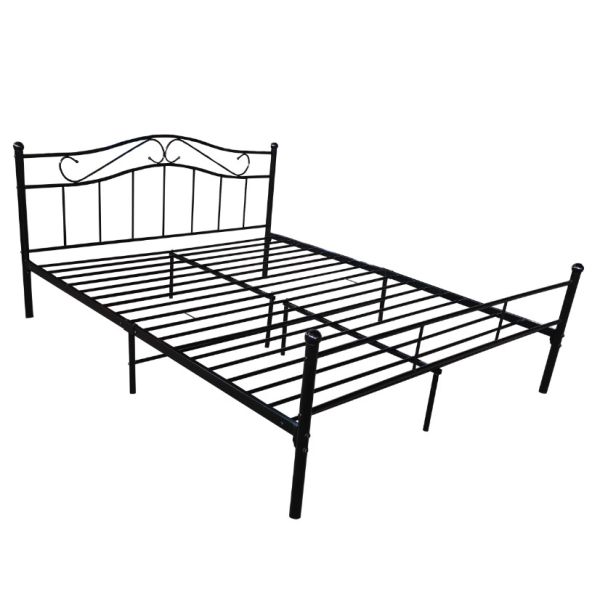 Buy Easy Assemble Black Metal Platform Bed Customizable Size With Headboard at wholesale prices