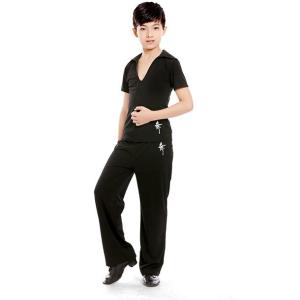 new offer latin dance clothes boy Ruffly blue white black modern dance stage