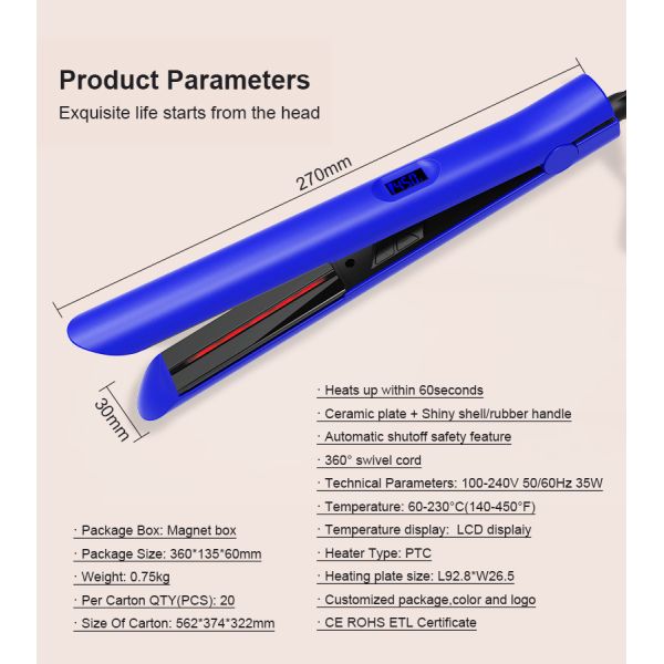 Professional Flat Iron Infrared Hair Straightener Tourmaline And Ceramic Plates