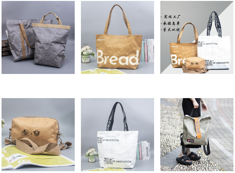 Trending Product Reusable Washable Durable Handbags Tote Bags Vintage Waterproof Dupont Tote Bag Kraft Tyvek Paper Handbag