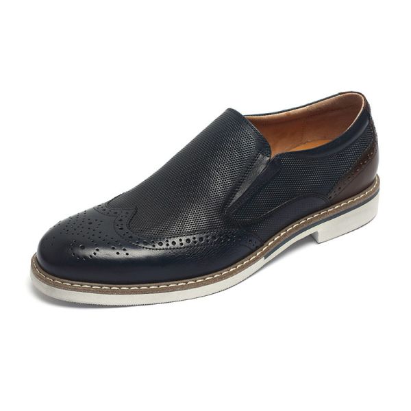 Buy Dark Blue Lace Up Anti Odor Breathable Mens Leather Dress shoes at wholesale prices