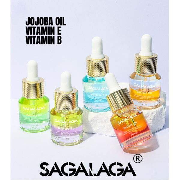 SAGALAGA New Double Layer Cuticle Oil 15ml for Nails Care Natural Essential Oil Extract Jojoba Oil Vitamin E Moisturizing Nails
